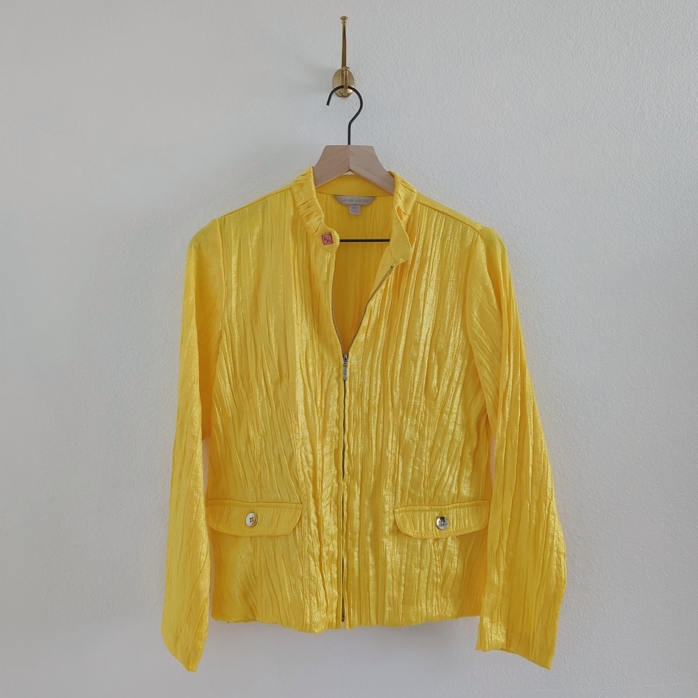 Womens Vintage Yellow Laura Ashley Lightweight Jacket Petite Medium P\M